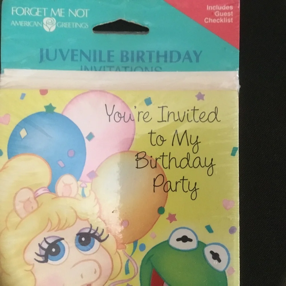 Muppets Miss Piggy and Kermit the Frog Birthday Invitations